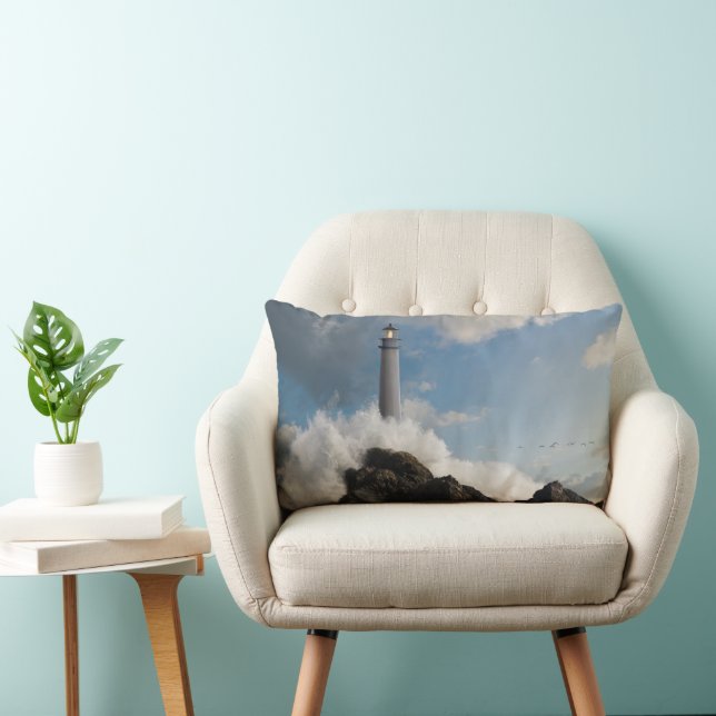 Coussin Rectangle Lighthouses | Lighthouse With Crashing Waves (Chaise)
