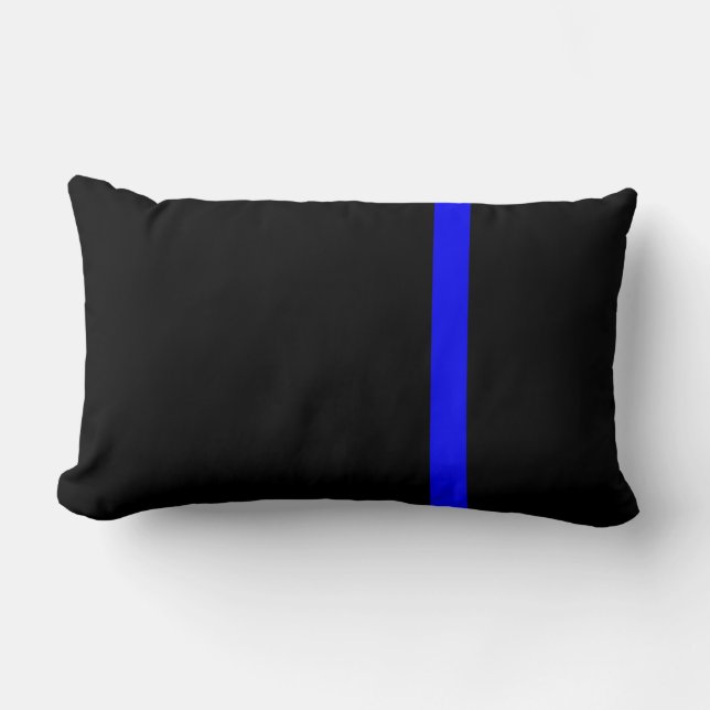 Coussin Rectangle Ligne Bleue Mince Symbolique Noir vertical (Recto)