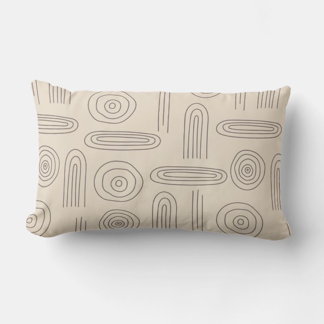 Coussin Rectangle Ligne d'arc-en-ciel abstraite moderne art brun fon (Recto)