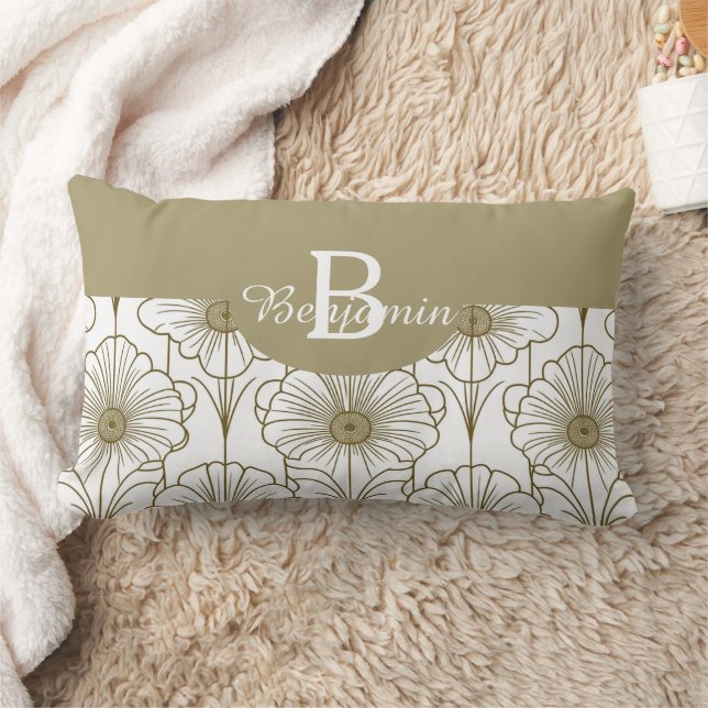 Coussin Rectangle Ligne d'or Flore Modèle Jeu d'oreiller (Couverture)