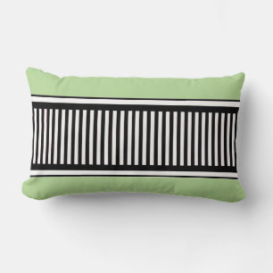 Coussin Rectangle Lignes de points Polka vert et noir Sage Abstrait