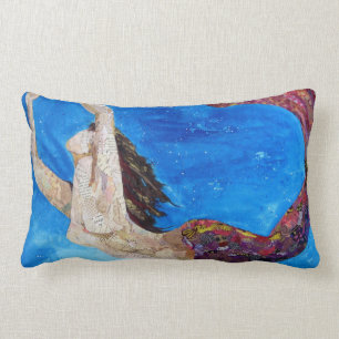 Coussin Rectangle Lilith - art de collage de sirène