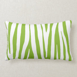 Coussin Rectangle Lime green and white zebra