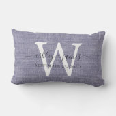 Coussin Rectangle Lin bleu blanc Monogramme Mariage Keepsaké (Verso)