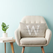 Coussin Rectangle Linge beige Blanc Monogramme Mariage Keepsaké (Chaise)