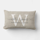 Coussin Rectangle Linge beige Blanc Monogramme Mariage Keepsaké (Recto)