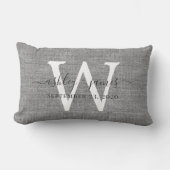Coussin Rectangle Linge gris blanc Monogramme Mariage Keepsaké (Recto)