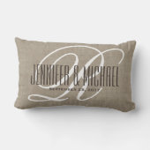 Coussin Rectangle Linge vintage avec Monogramme blanc (Verso)