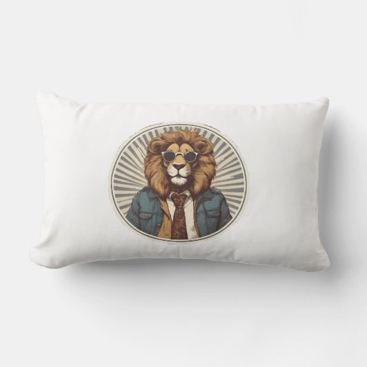Coussin Rectangle Lion avec lunettes de soleil (Recto)