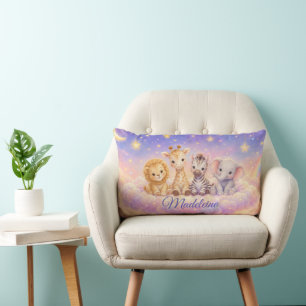 Coussin Rectangle Lion bébé girafe zèbre et éléphant personnalisés 