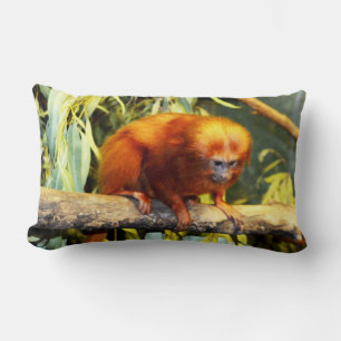 Coussin Rectangle Lion d'or Tamarin observant, Lumbar Cushion