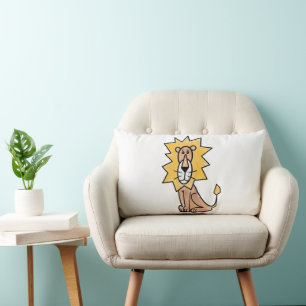 Coussin Rectangle lion mignon dessin animé enfants rétro safari jung