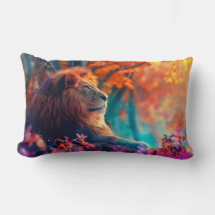 Coussin Rectangle Lion Royal dans le design de la Forêt Enchantée