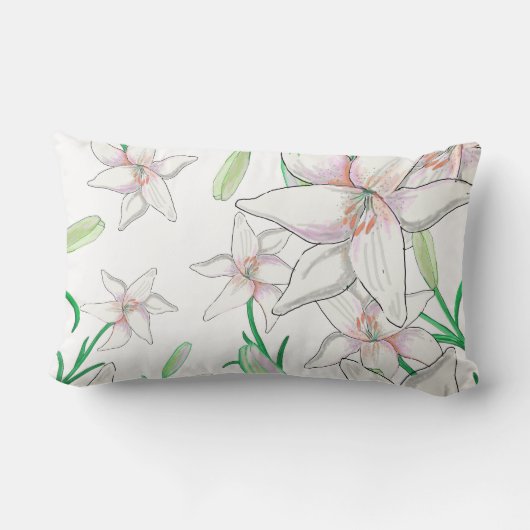 Coussin Rectangle Lis Blancs (Verso)