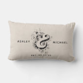 Coussin Rectangle Liseré de mariage à motif d'ampersande botanique (Verso)