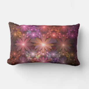 Coussin Rectangle Lit De Fleurs Coloré Brillant Art Fractal Abstrait
