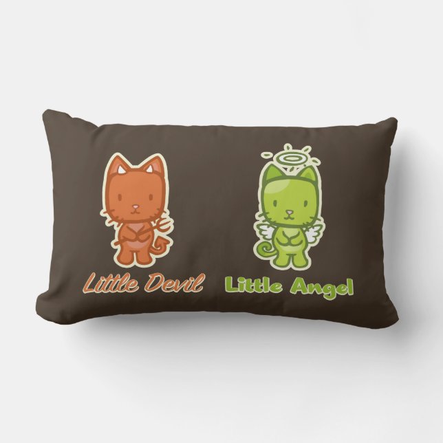 Coussin Rectangle Little Angel, Little Devil Cartoon Kitty Cat (Recto)