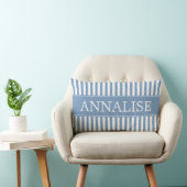 Coussin Rectangle Little Boy bleu et rayures blanches personnalisées (Chaise)