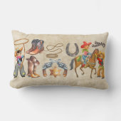 Coussin Rectangle Little Buckaroo Cowboy Ajouter le nom du garçon 2 (Recto)