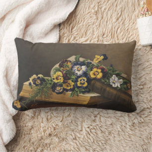 Coussin Rectangle Livre antique de Shakespeare et pensée colorée