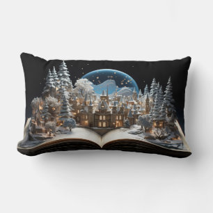 Coussin Rectangle Livre de Noël Snow-Globe Village