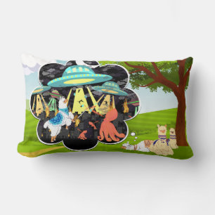 Coussin Rectangle Llama vs Evil Squid Epic Space Battle