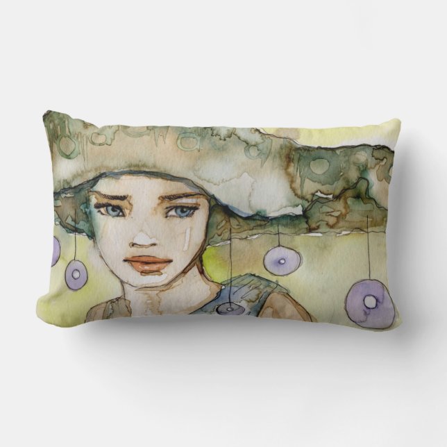 Coussin Rectangle llustration d'une belle, sensible fille (Recto)