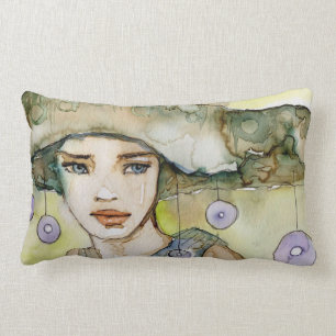 Coussin Rectangle llustration d'une belle, sensible fille