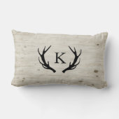 Coussin Rectangle Logo de bois monogrammé en bois rustique de cerf (Verso)