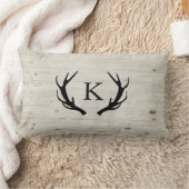 Coussin Rectangle Logo de bois monogrammé en bois rustique de cerf (Couverture)