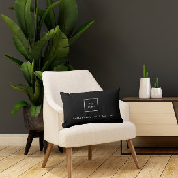 Coussin Rectangle Logo d'entreprise noir blanc élégant
