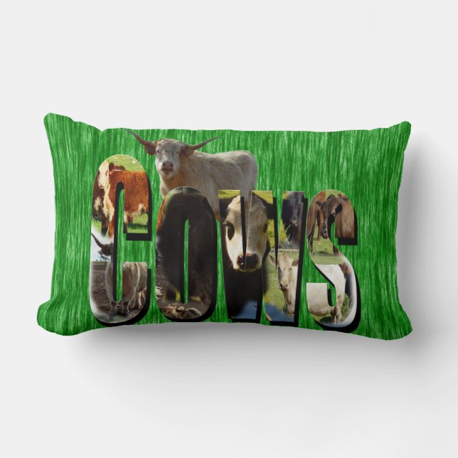 Coussin Rectangle Logo D'Image De Vaches Fabriqué Avec Des Vaches, (Recto)