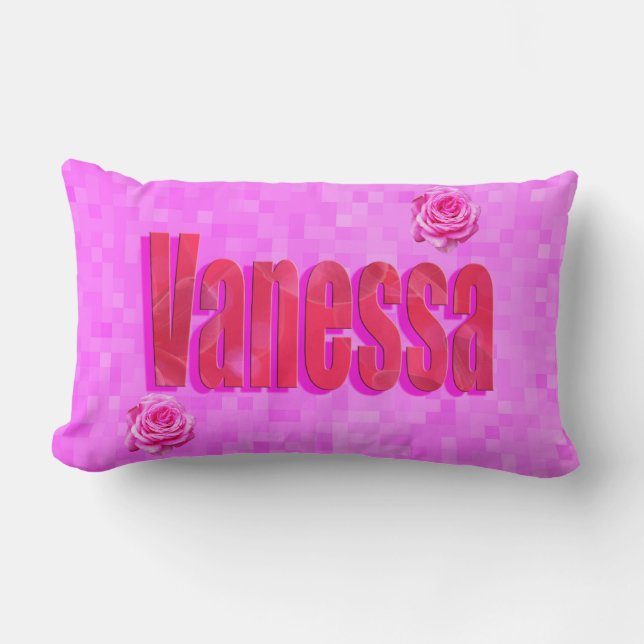 Coussin Rectangle Logo du nom de Vanessa, (Recto)
