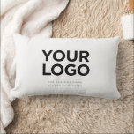 Coussin Rectangle Logo et texte personnalisés<br><div class="desc">Personnalisez facilement ce logo personnalisé et ce Coussin Lumbar d'entreprise avec du texte, de l'entreprise, des coordonnées ou du nom de la maison, ainsi que le logo de l'entreprise, la photo ou toute image. Un design d'entreprise simple dans des couleurs minimalistes bio vert et blanc sauge entièrement personnalisable, grunge de...</div>