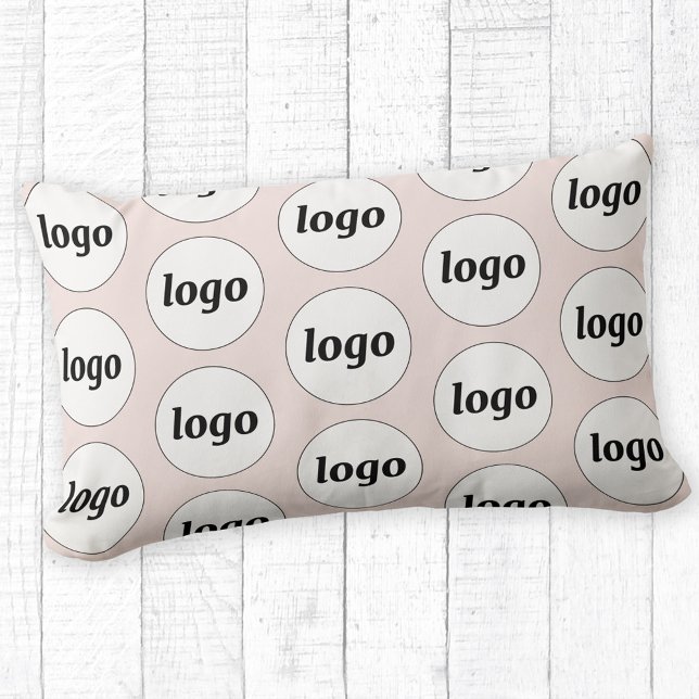 Coussin Rectangle Logo Motif Business Promotion Blush Pink (Simple logo pattern business promotional pillow)