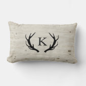 Coussin Rectangle Logo Rustic Deer Antler Bois Monogrammé (Recto)