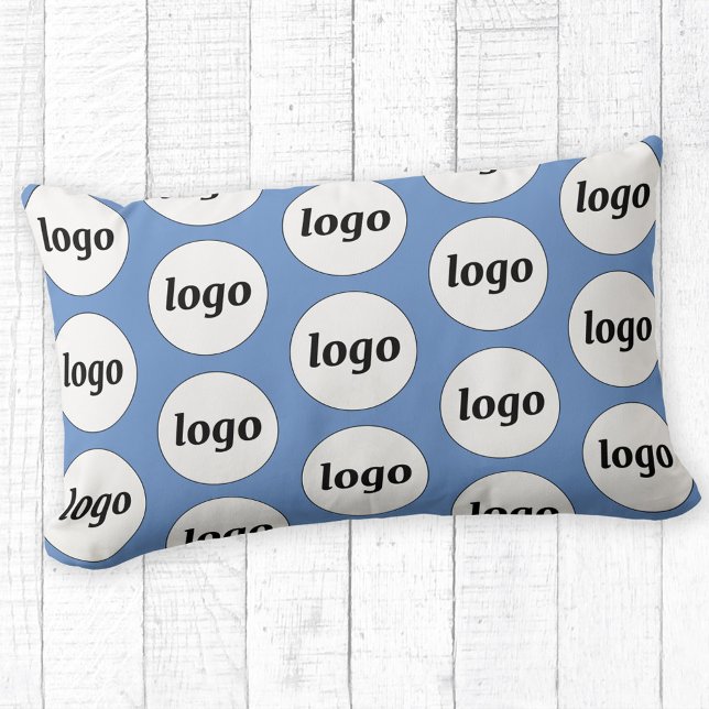 Coussin Rectangle Logo simple Motif Business Promoted Blue (Simple logo pattern business promotional branding pillow)