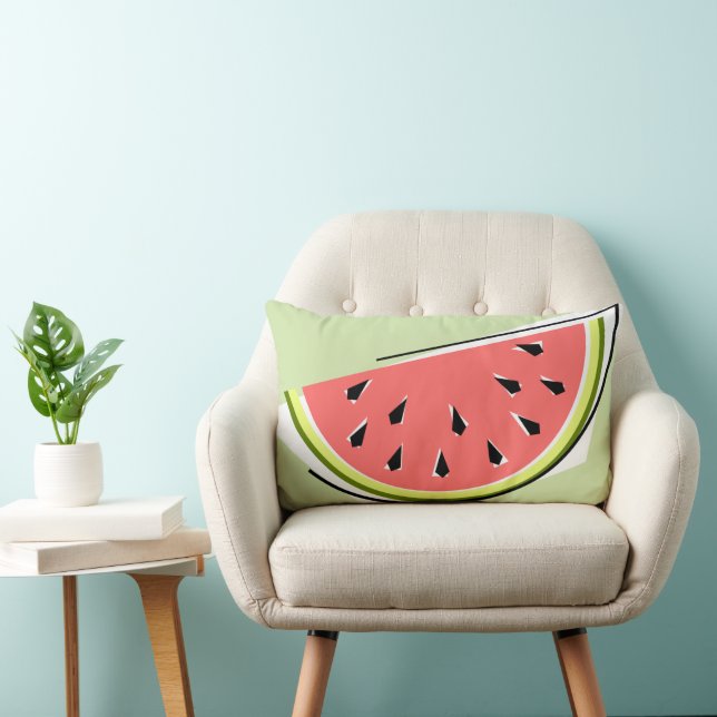 Coussin Rectangle Lombaire de la tranche verte de pastèque récupérée (Chaise)