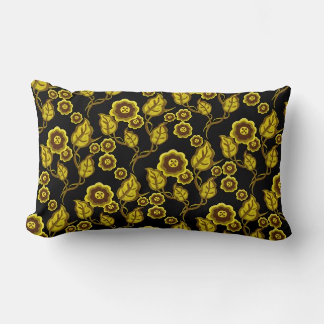 Coussin Rectangle L'or fleurit, feuille d'or, art populaire (Recto)