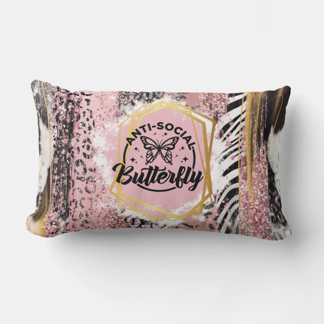 Coussin Rectangle L'oreiller jeté papillon anti-social (Recto)