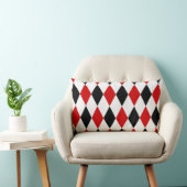 Coussin Rectangle Losange motif Harlequin rouge blanc noir (Chaise)