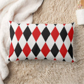Coussin Rectangle Losange motif Harlequin rouge blanc noir (Couverture)