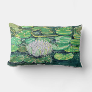 Coussin Rectangle Lotus blanc et nénuphars