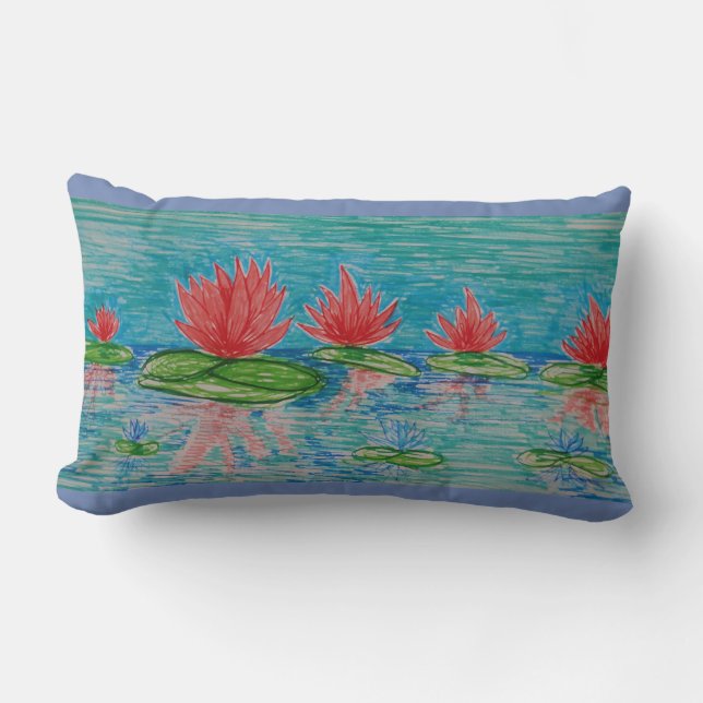 Coussin Rectangle Lotus fleurs Dessin Lumbar Cushion (Recto)