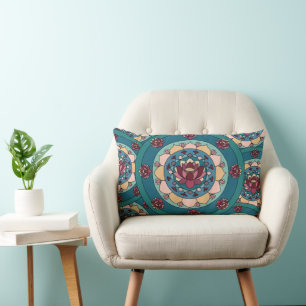 Coussin Rectangle Lotus Mandala Lotus Fleur Floral