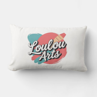 Coussin Rectangle Loulou Arts Retro Pillow - Playful Pink Teal Brush