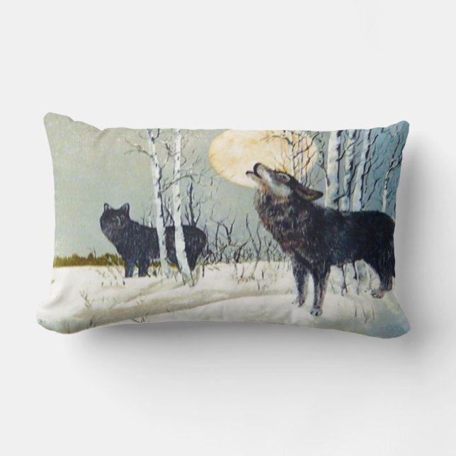 Coussin Rectangle Loup (Recto)