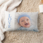 Coussin Rectangle Love Photo Souvenir Typographie Bleue (Couverture)