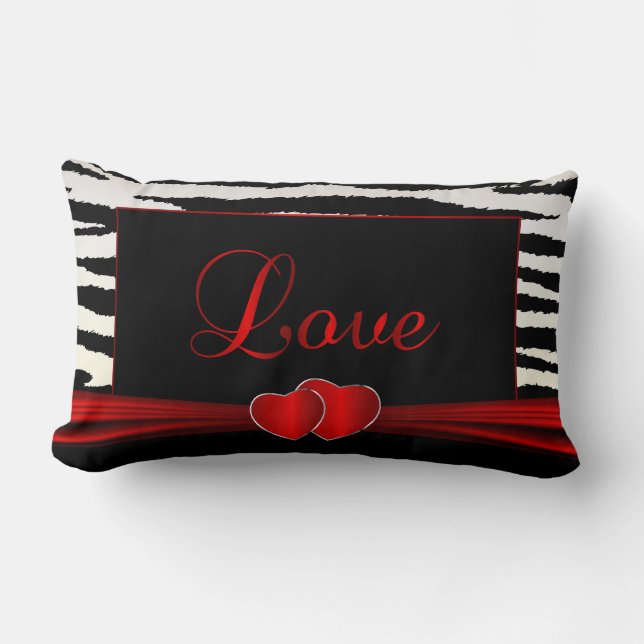 Coussin Rectangle Love Zebra Poster de animal (Recto)