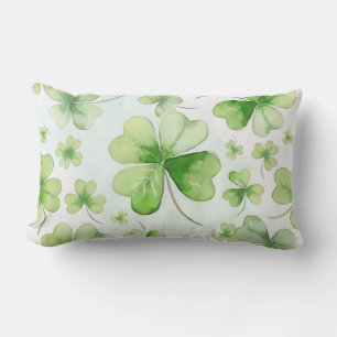 Coussin Rectangle Lucky Watercolor Trèfle à Quatre Feuilles Maman Pa